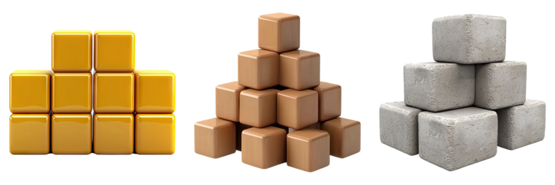 Building blocks isolated on transparent background, Set of