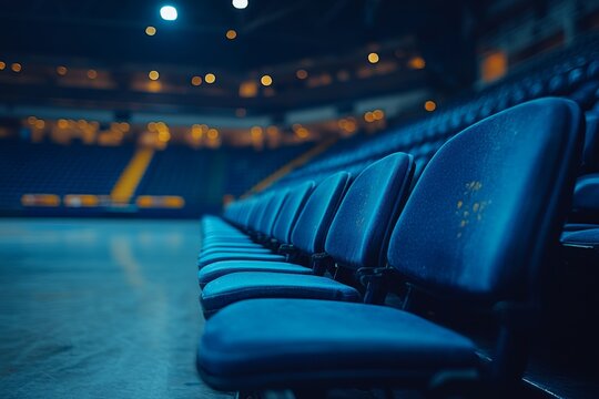 Row of empty premium basketball arena seats