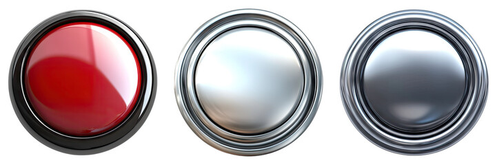 Button isolated on transparent background, Set of