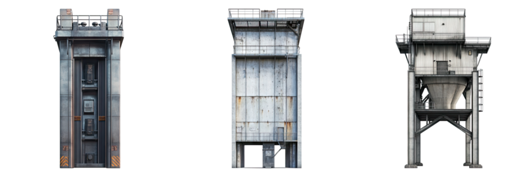 Bucket elevator isolated on transparent background, Set of