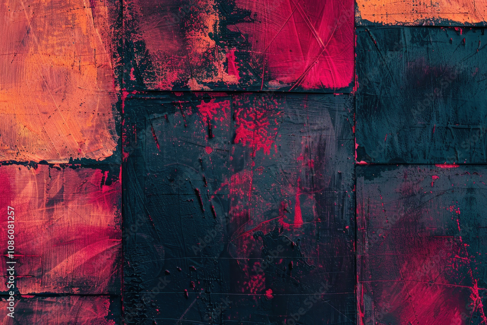 Poster a vibrant display of contrasting colors and textures dominates the canvas