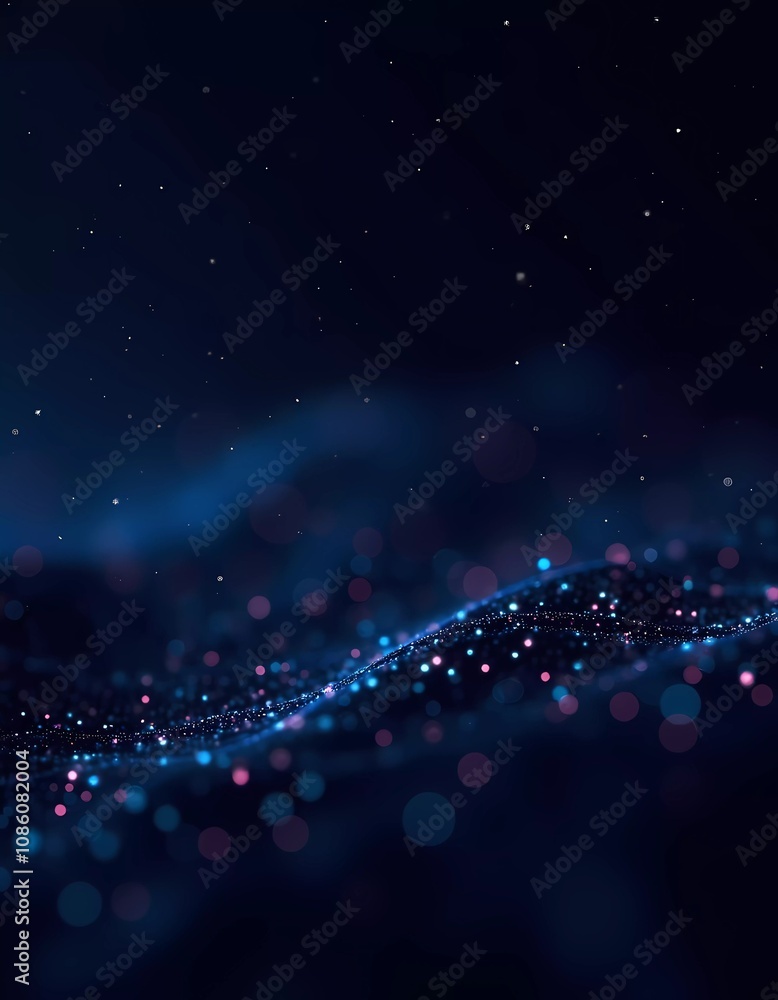 Poster a captivating digital landscape illustrates vibrant glowing particles that represent ai data and aud
