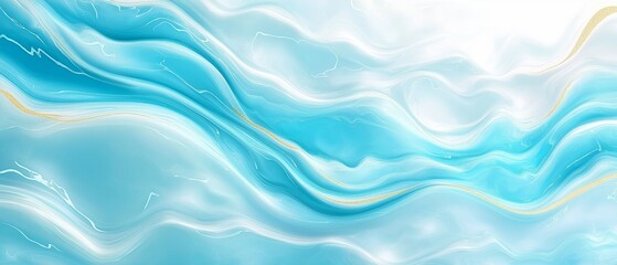 Fototapeta premium Blue and gold wave with a white background. The blue and gold colors give the impression of a calm and serene ocean