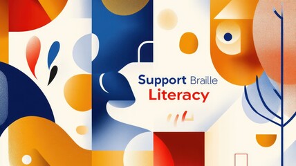 Obraz premium Support braille literacy: vibrant abstract art for inclusivity awareness