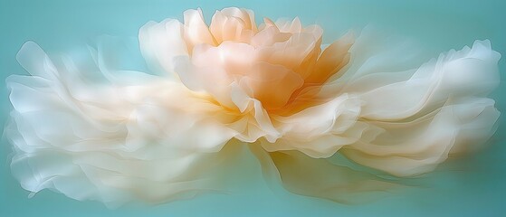 Close up of a flower with a blue background. The flower is white and has a yellow center. The image has a serene and calming mood, as the flower is the main focus