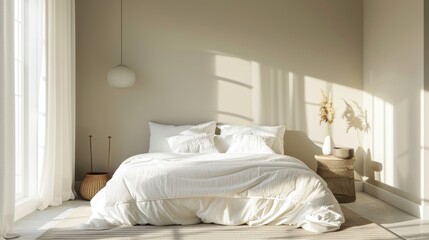 Bright and Cozy Minimalist Bedroom Design Featuring an Abundance of Inviting Natural Light and Airy Serenity