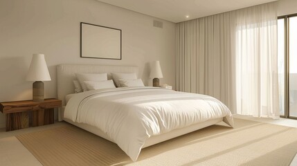 Bright and Cozy Minimalist Bedroom Design Featuring an Abundance of Inviting Natural Light and Airy Serenity