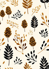 Minimalist Pine Cone and Holiday Patterns - Wrapping Paper & Backgrounds - Prints