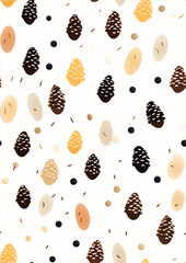 Minimalist Pine Cone and Holiday Patterns - Wrapping Paper & Backgrounds - Prints