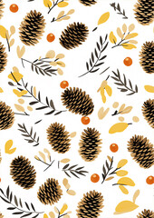 Minimalist Pine Cone and Holiday Patterns - Wrapping Paper & Backgrounds - Prints