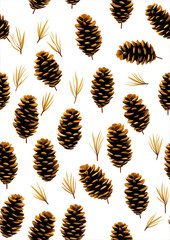 Minimalist Pine Cone and Holiday Patterns - Wrapping Paper & Backgrounds - Prints