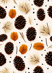 Minimalist Pine Cone and Holiday Patterns - Wrapping Paper & Backgrounds - Prints