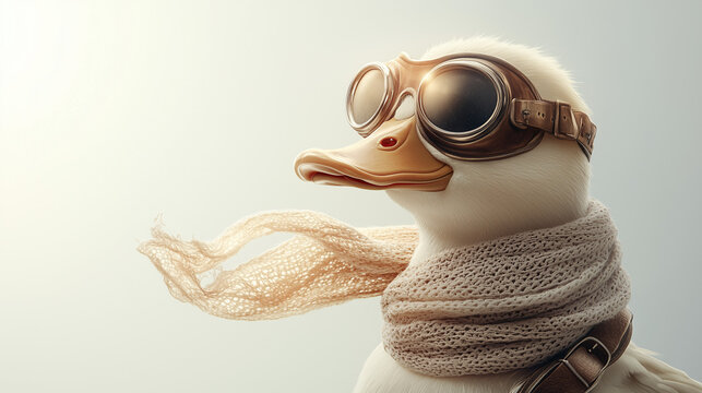 witzige cartoon comic gans als pilot flieger