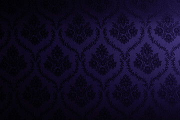 Closeup of violet victorian vintage textured textile wall