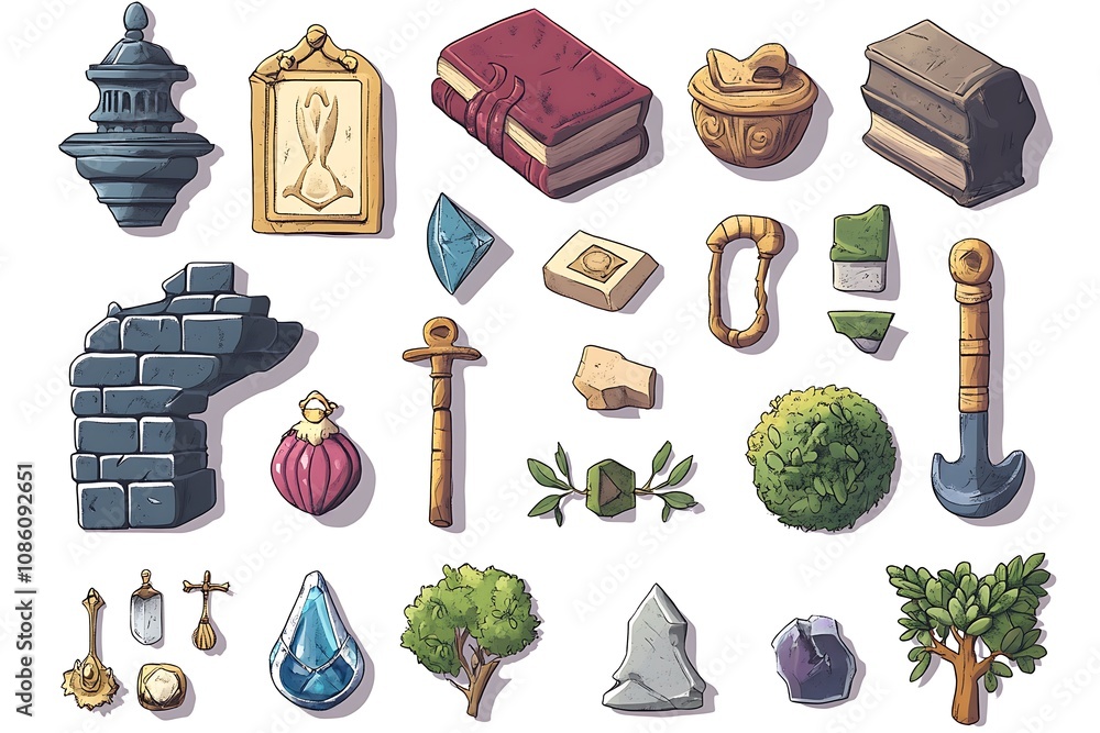 Poster game assets, fantasy items and objects