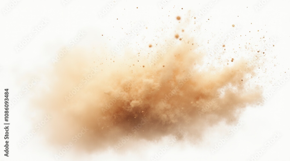 Poster sandstorm with flying dust and small particles isolated on white background dynamic desert scene