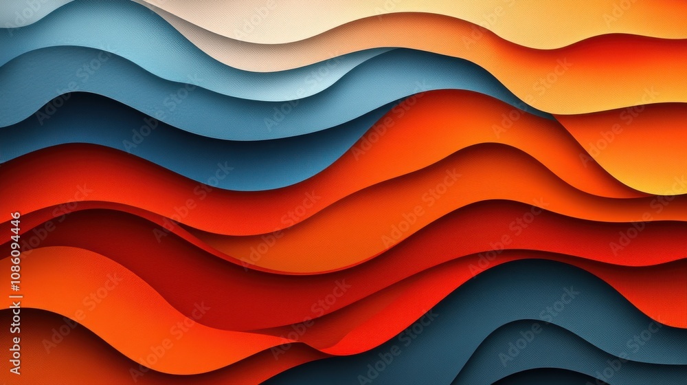 Poster colorful abstract waves create a vibrant and dynamic visual experience in warm tones.