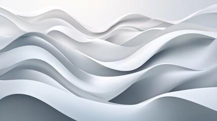 Obraz premium Abstract white waves create a smooth and tranquil landscape, evoking a sense of calm and serenity.