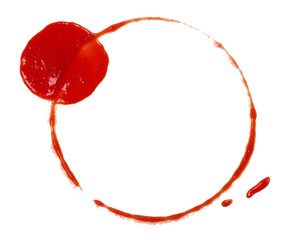 Wet stain of red tomato ketchup isolated