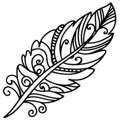 Detailed Feather With Intricate Designs on a Standard Scale Illustration. Generative AI