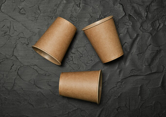 Disposable brown paper coffee cups