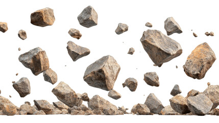 Flying rocks transparent background