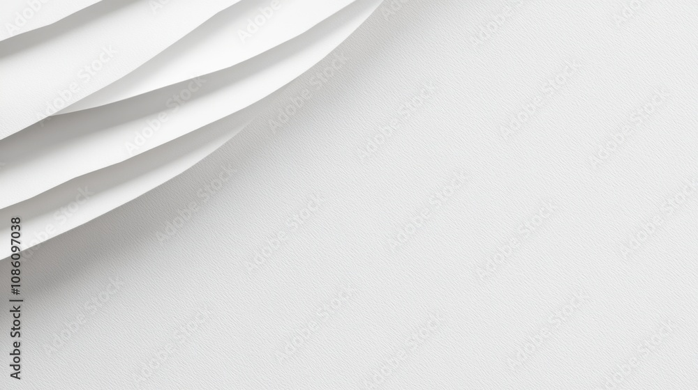 Poster elegant layers of textured white paper creating a minimalist and serene backdrop.