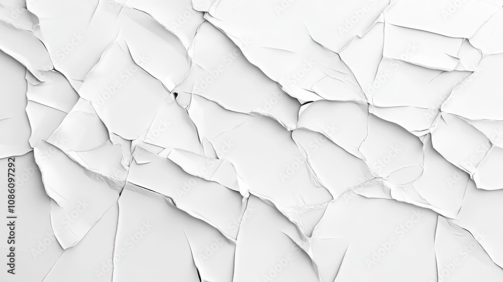 Poster textured white paper with deep folds and creases, creating an abstract yet visually striking pattern