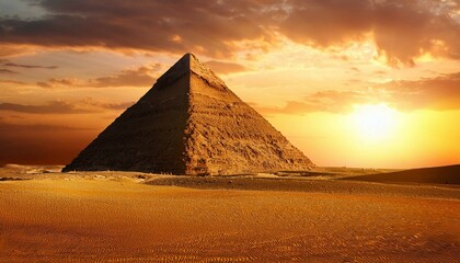 sunset over the pyramids