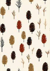 Vibrant  Colorful Pine Cone Patterns for Gift Wrap, Wallpaper, textiles