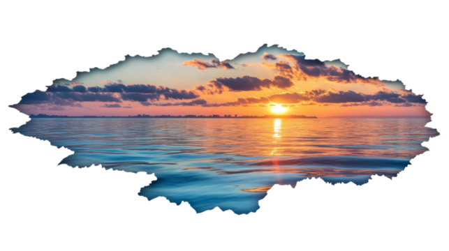 Sunset at the beach transparent background
