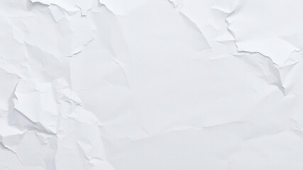 Fototapeta premium Crumpled white paper with wrinkles and folds, macro, empty