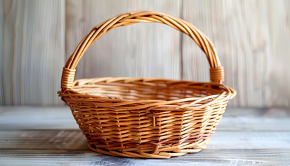 Obraz premium empty wicker basket close-up photo with selective focus