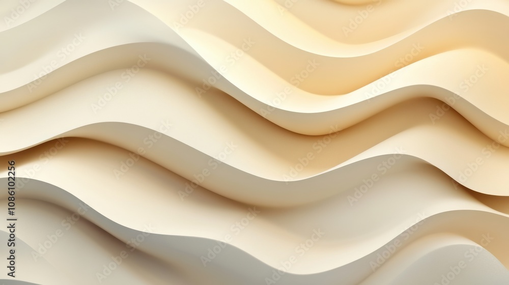Poster abstract waves in soft beige tones create a soothing, fluid design element.