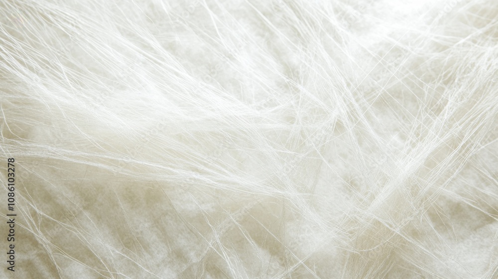 Poster delicate white fibers create an abstract texture, conveying softness and lightness in a serene and t
