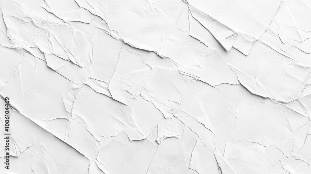 Poster abstract white textured background with crumpled paper effect, creating depth and visual interest.