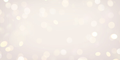 Blurred bokeh light background in soft white and gold tone. Vector illustration