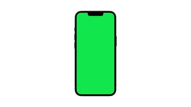 Smartphone mockup slide in out animation phone promo motion on green screen chroma key alpha channel background