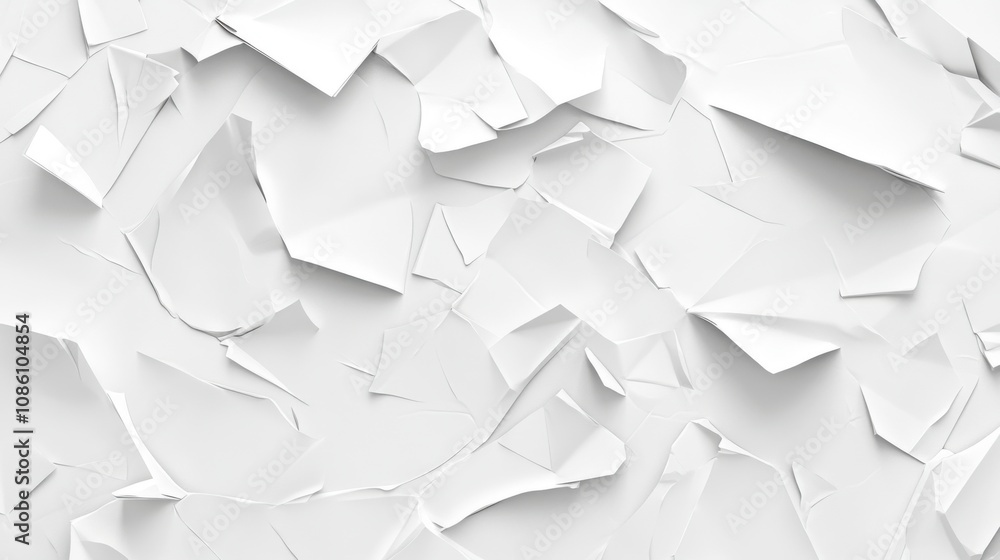 Poster textured white paper background showcasing crumpled and layered surfaces for various design projects