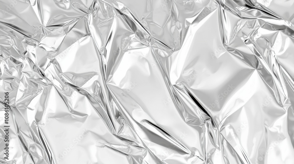 Aufkleber a close-up view of crumpled silver foil creating a reflective and textured surface.