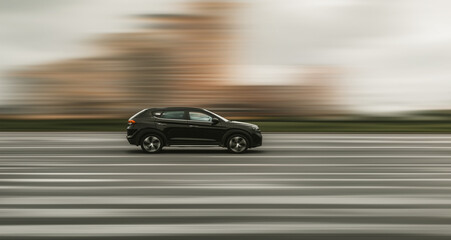 Black car on a blurred background