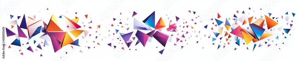 Poster an illustration featuring colorful gradient triangles on a white background with space. an appropria