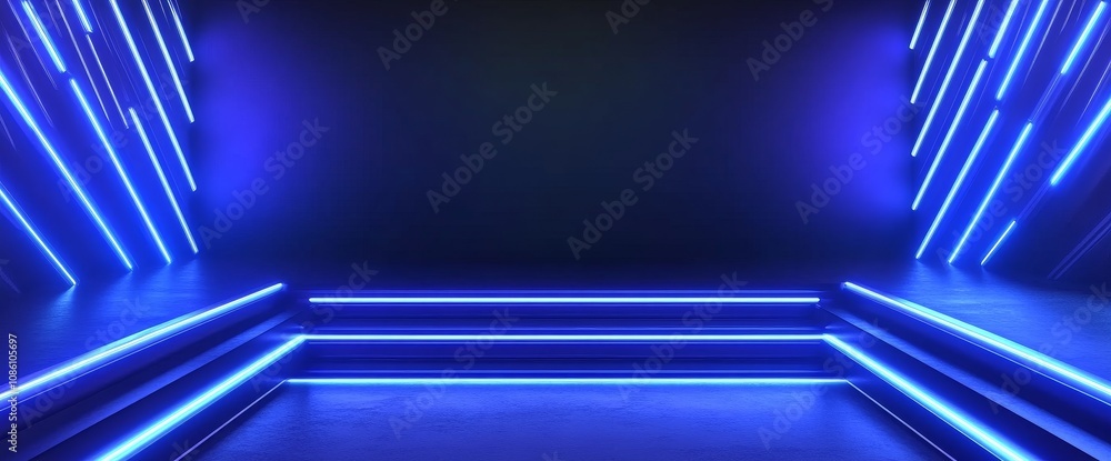 Poster modern abstract light stripes line pattern on blue gradient background. futuristic digital technolog