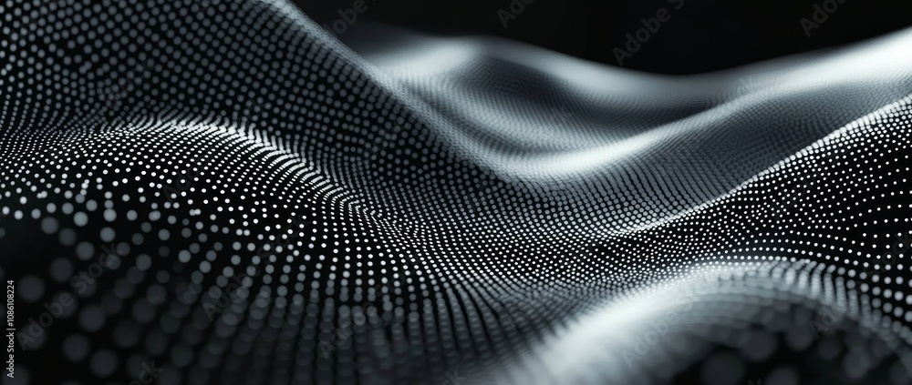 Poster abstract gray background with flowing particles. modern illustration of technology of the future.