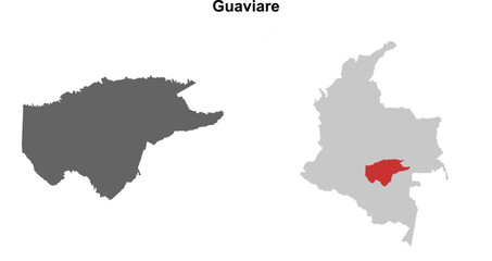 Guaviare department blank outline map set