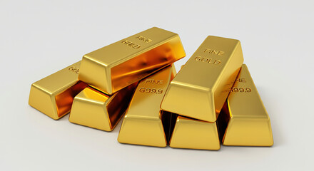 Gold bars isolated on a white background
