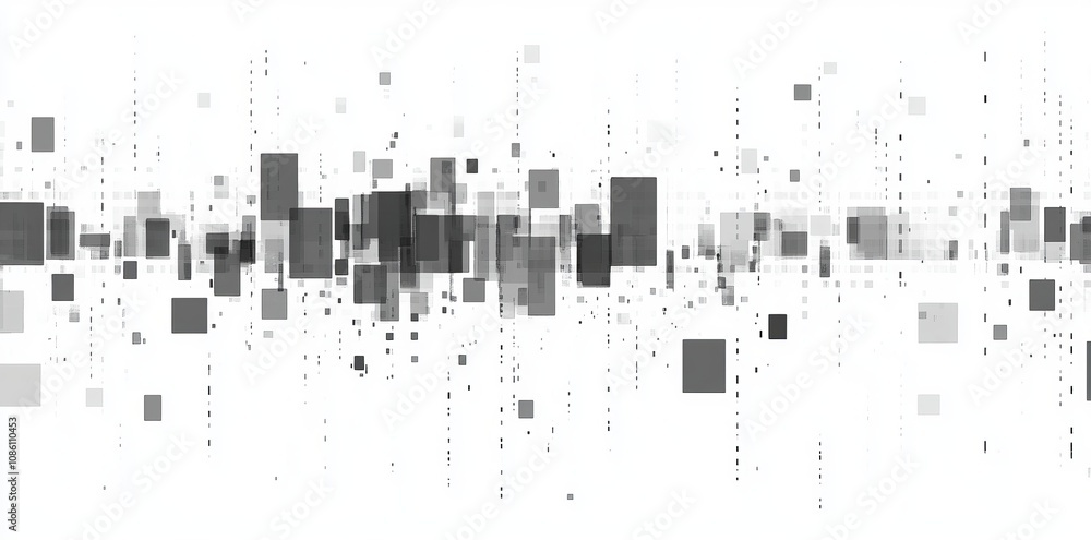 Poster abstract geometric digital data technology square pattern pixel background with copy space. modern f