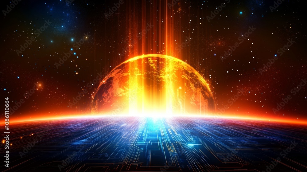Poster futuristic printed circuit board background. computer graphics background. circuit board background,