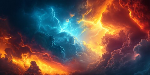 Dramatic Sunset Skies With Vibrant Colors and Striking Cloud Formations, Glowing From the Interplay of Light and Dark, Creating a Breathtaking View at Twilight