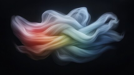 Obraz premium A colorful, long, curly hair with a rainbow pattern